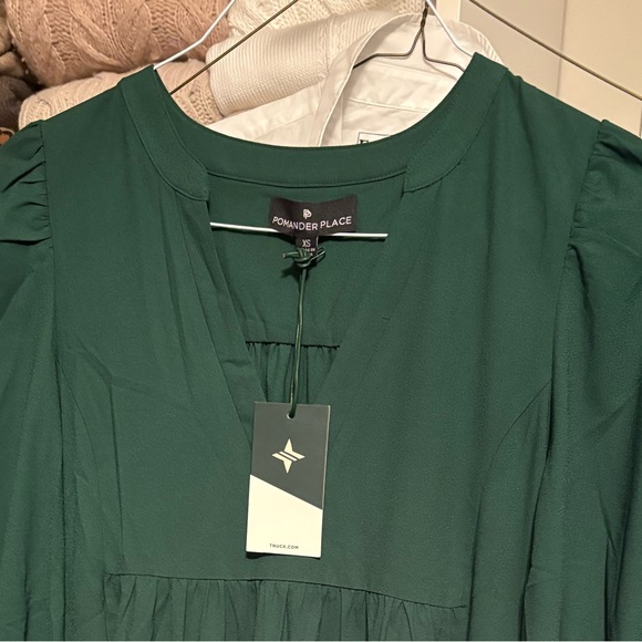 NWT Tuckernuck crepe Enzo dress hunter green XSmall - Picture 7 of 10